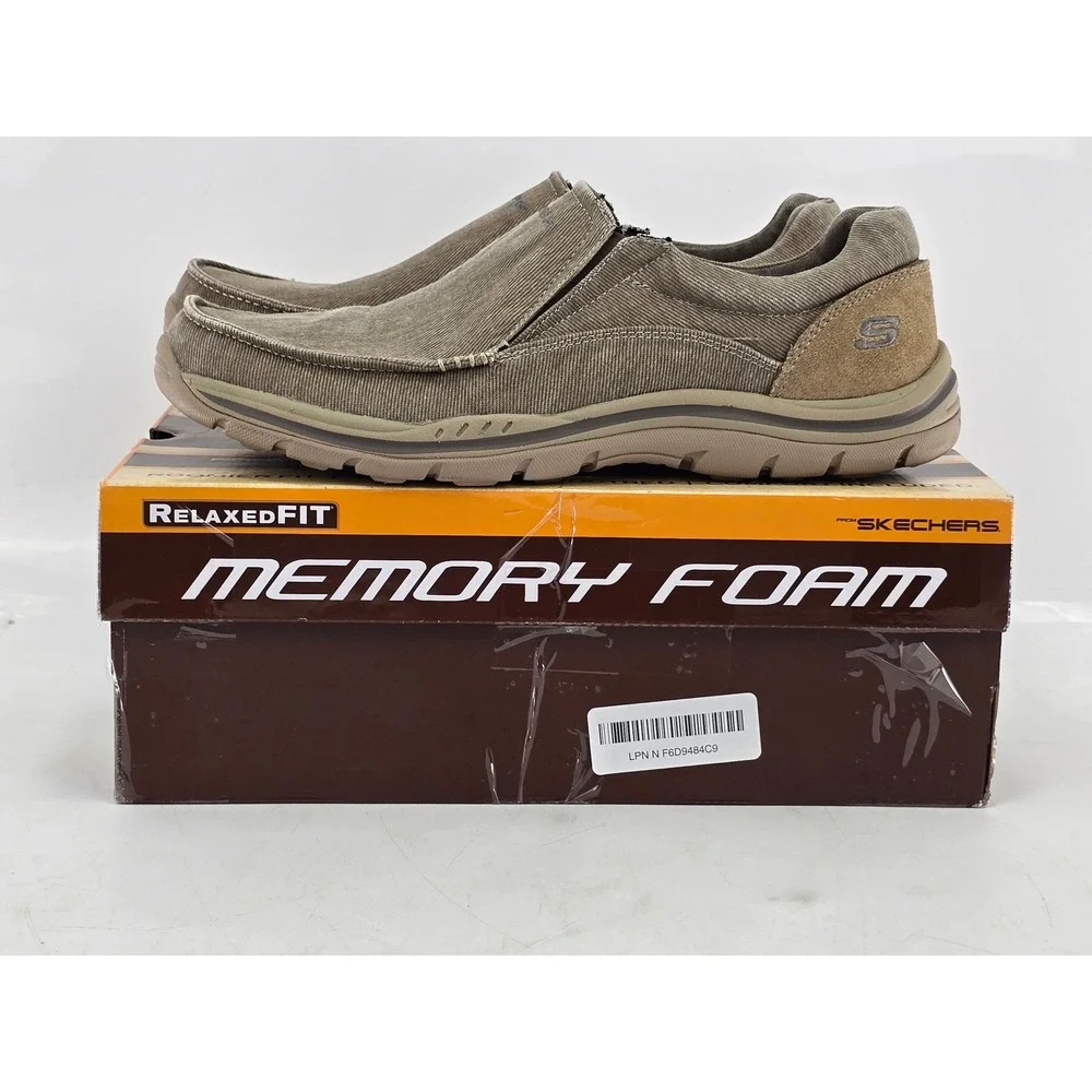 Skechers Expected Avillo Loafer Mens 10.5 Khaki Slip On Shoes 64109 - Excellent